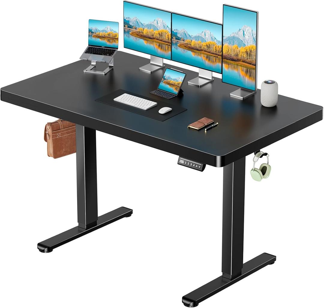 Marsail 55 x 30 Electric Standing Desk with One-Piece Desktop, Sit Stand Desk with Thickened Tabletop, Height Adjustable Stand Up Desk with Cable Management for Home Office(Frame+Desktop, 2 Packages)