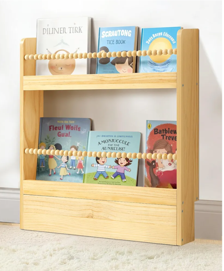 SUMGAR Kids Bookshelf for Kids Rooms Nursery Book Shelves Toddler Baby Montessori Small Bookcase for Bedroom Reading Nook Children's Wooden Book Storage Organizer Rack for Girls Boys Daycare 2 Tier