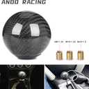 Carbon Fiber Shift Knob Gear,Universal Carbon Fiber Style Round Ball Shift Knob with 3 Adapter,Fit for Manual Car (Black)