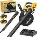 ZEGJAW 3-in-1 Cordless Leaf Blower & Vacuum, Leaf Vacuum Mulcher with Bag, 40V 170MPH 360CFM 5 Speeds Electirc Leaf Blowers for Lawn Care 2x4.0Ah Battery & Charger Included
