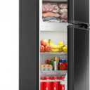 COWSAR 2.5 Cu.Ft Dorm Fridge with Freezer, Double Reversible Door Compact Refrigerator with 2 Removable Shelves, Commercial Drink Fridge for Bedroom, Office, Kitchen, Dorm, Black