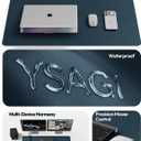 YSAGi Leather Desk Protector, Office Mat, Large Mouse Mat, Non-Slip PU Leather Blotter, Laptop Pad, Waterproof Writing Pad for Office and Home (Dark Blue, 35.4" x 17")
