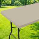 Moosfor Spandex 6 Foot Rectangle Table Cloth, Elastic Fitted Tablecloths for Picnic, Stretch Washable Patio Table Cover for Outdoor, Camping, Banquet and Parties (Taupe, 30"x72")
