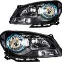 Torchbeam Headlight Assembly Compatible with Malibu 2008 2009 2010 2011 2012 Black Housing Clear Reflector Driver and Passenger Side