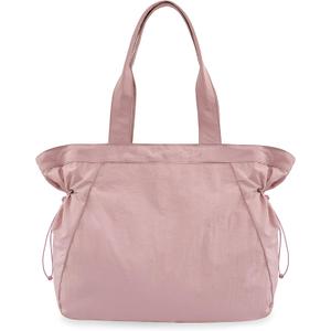 ODODOS 18L Side-Cinch Shopper Bags Lightweight Shoulder Bag Tote Handbag for Shopping Workout Beach Travel, Blush Pink