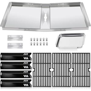 DGF493BNP Drip Pan Grill Replacement Parts for Dyna Glo DGF493BNP, DGB494SPB, Backyard Grill BY13-101-001-12, Grill Grates, Heat Shields and Adjustable 24''-30'' Grease Tray for Dyna-glo 4 Burner
