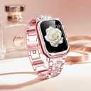 Mosonio Compatible with Apple Watch Band 38mm 40mm 41mm 42mm 44mm 45mm 46mm 49mm with 2 Pack Case Women, Jewelry Replacement Metal Bands Strap with Bling PC Protective Case for iWatch Ultra SE Series 11/10/9/8/7/6/5/4/3/2/1 (Sizes Vary By Mode)