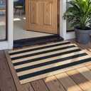 Lahome Elance Striped Easy Jute Rug, 2x3 Entryway Rug Indoor Outdoor Front Door Mat, Farmhouse Neutral Non Slip Non Shedding Washable Kitchen Mats for Floor Foyer