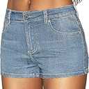 EMMIOL Women's Low Waisted Denim Jean Shorts Stretchy Summer Sexy Hot Short Pants L