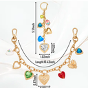 2Pcs Bag Chain Charm, Coach Purse Jewelry Keychain with Red Rhinestones Trendy Gold Bag Heart Charms