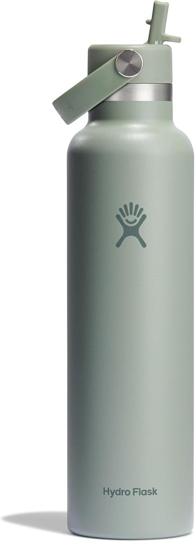 Hydro Flask Water Bottle - Insulated Stainless Steel - Straw Lid, Non Spill, Leakproof 24 Oz Agave Green