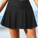 DLOODA Women's Long Swim Skirt UV 50+ High Waist Swim Bottom Multi-Purpose Athletic Sports Tankini Bottom, Large, Black 