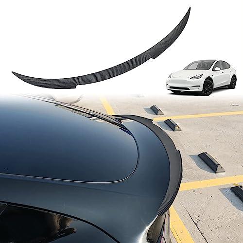 AOSKonology for Tesla Model Y Rear Spoiler Wings ABS for 2020-2023 Tesla Model Y Rear Trunk Spoiler Lip Tail Wing Rear Trunk Lid (V2 Duckbill Spoiler, Matt Carbon Fiber)
