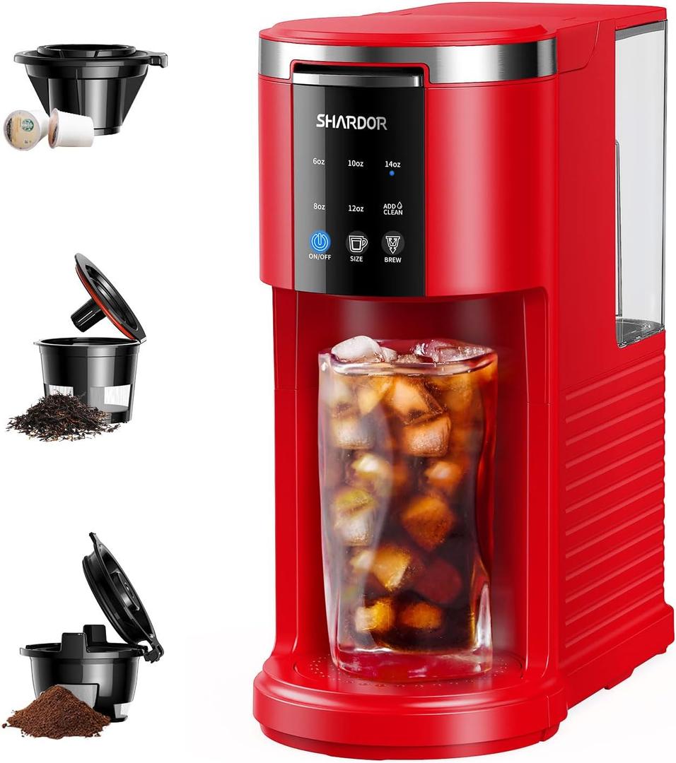 SHARDOR 3 in 1 Coffee Maker, Red 2505