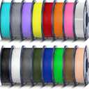 TECBEARS PETG Filament Bundle, 250g/Spool, 16 Color, 4kg in Total, Black+White+Gray+Olive Green+Red+Pink+Orange+Blue+Cyan+Green+Yellow+Beige+Purple+Transparent+Coffee+Sliver