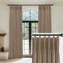 Linen Pinch Pleated Curtains Blackout 100% Black Out Curtains 63 Inches Long 2 Panels with Hooks, Thermal Insulated Pinch Pleat Drapes for Bedroom, 40Wx63L, Rust Brown
