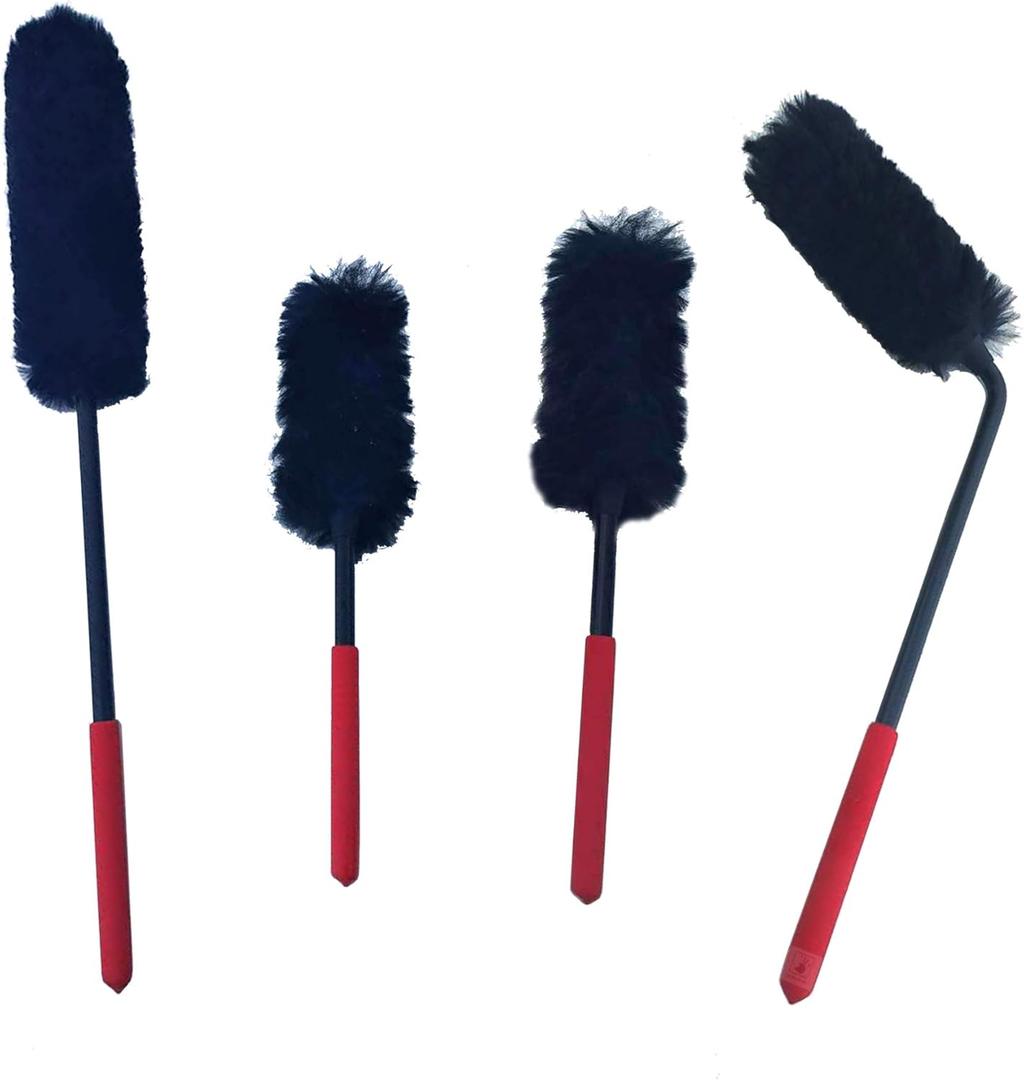Original Wheel Wool Brushes 2-4 Piece Kit - Includes Angled Caliper Spoke Brush- Black - New-4 Types (1-2-5-6)