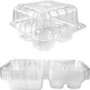 40 Pack 4-Compartment Clear Plastic Cupcake Boxes, 4-Cavity Cupcake Holders, Clear Cupcake Containers (20)
