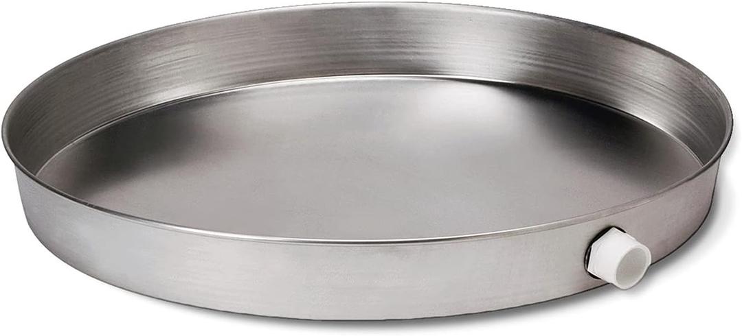 Everflow AWHP24 Aluminum Water Heater Drain Pan with 1 in. - 1-1/2 in. PVC Fitting, 24 in. Diameter Chrome