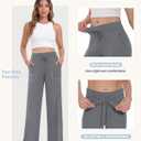 ZOOSIXX Capri Pants for Women - Wide Leg Loose Casual Trousers with Pockets Summer High Waisted Drawstring Pants (Black, M)