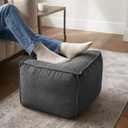 ZICOTO Beautiful Boucle Pouf Ottoman and Foot Rest - Elevate Your Living Room Decor with Lightweight Comfort and Charm - A Round Modern Foam Filled Foot Stool Perfect to Rest Your Feet, Dark Grey