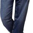 Flamingals Women's Mid Waist Straight Leg Jeans Drawstring Cropped Jeans Women Stretchy (Blue, XXXL)