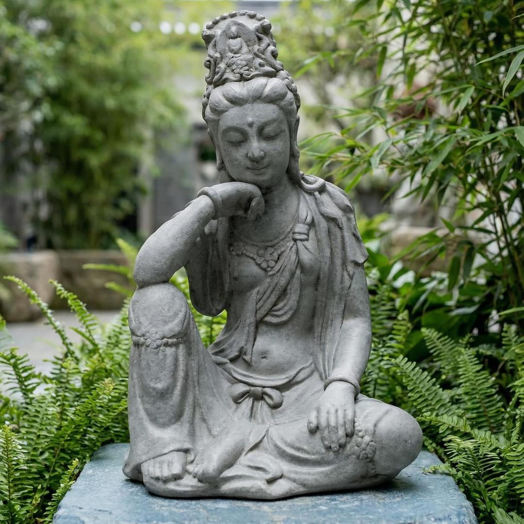 19" Guan Yin Buddha Statue for Home & Garden Zen Meditation Decor | Quan Yin | Kwan Yin | Female Buddha Figurine | Indoor & Outdoor Patio Decor | Spiritual Accent, 18.9 inches
