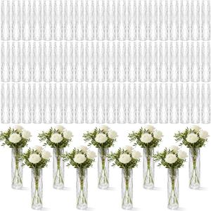 200 Pcs Plastic Bud Vases in Bulk Clear Small Flowers Vases for Centerpieces Wedding Decorations Home Banquet Formal Dinners Party Table Decor Office Ornaments (1.2 * 5.5inch,Pattern)