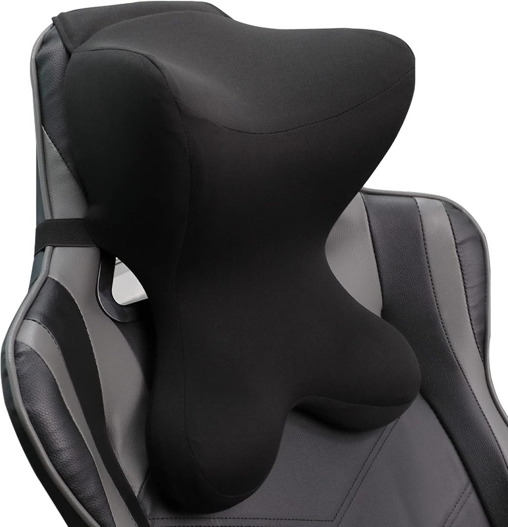 Car Neck Pillow for Driving Seat Car headrest Pillow/Gaming Chair Pillow with Adjustable Strap Removable Cover Ergonomic Design Neck Support Pillow for auto, Office Chair, Gaming Chair(Neck Black)