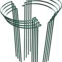 HiGift 8 Pack Plant Support Stakes, Half Round Metal Garden Plant Stake Indoor Peony Cages and Supports, Green Plant Support Ring Border for Tomato,Hydrangea,Flower Outdoor (10" Wide x 15.8" High) (10"W x15.8"H)