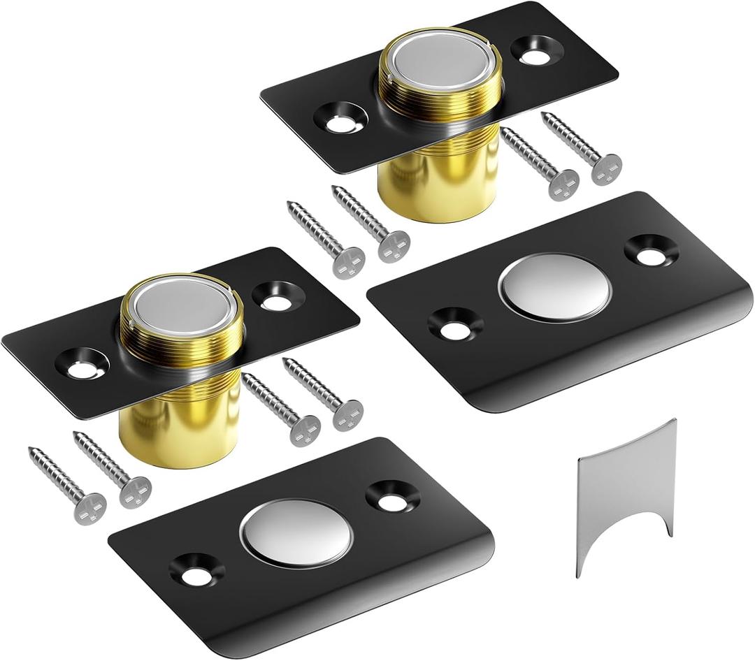Tonitrui Silent Ball Catch, Adjustable Strong Magnet Door CatchUsing Noise Free, Replacing Door Ball Catch, with Identical Installation Dimension(2 Pack, Black)