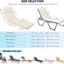 2 Pcs Outdoor Chaise Lounge Cushion 72" x 21" x 3", 4-Section Folding Patio Lounge Chair Cushion with Ties, Waterproof & Fade Resistant Replacement Cushion for Pool, Patio, Deck (Beige, 2 Pcs)