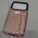 Crossbody Wallet Case for Apple iPhone 17 Pro 6.3" with Card Holder, Zipper Pocket, Magnetic Closure PU Leather Flip Cover with Adjustable Shoulder Strap for iPhone 17 Pro Zip-Rose Gold