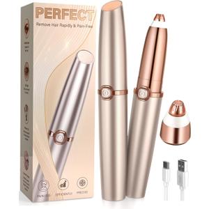 Eyebrow Trimmer for Women, Eyebrow Razor: Rechargeable Eyebrow Hair Remover with 2 Replacement Heads & LED Light, Electric Painless Eye Brow Shaver Facial Hair Removal Device for Eyebrows/Lips/Face