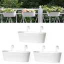 Dahey 3 Pcs Metal Iron Hanging Flower Pots for Railing Fence 15.7 Inch Hanging Bucket Pots Countryside Style Window Flower Plant Holder with Detachable Hooks for Garden Yard Home Decor, White