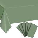 6 Pack Sage Green Plastic Tablecloths for Rectangle Tables Waterproof Sage Green Table Cover for Birthday Bridal Wedding Baby Shower Party Decorations, 54 X 108Inch