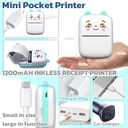 Mini Printer Portable Sticker Printer with 10 PaperRolls,Thermal Printing Pod,Ink-Free Bluetooth Label Maker DIY Crafts,Journals,Photos,Office & Home Use Printing Gift Box