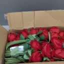 Waipfaru Red Roses Artificial Flowers Bulk, Real Touch Velvet Roses with Wrapping Paper, 50 Pcs Fake Flowers for Wedding Centerpieces Bridal Bouquet Valentines Mothers Day Decor