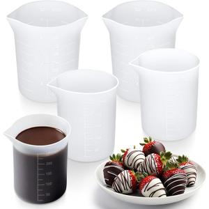 TUZAZO Silicone Cups for Melting Chocolate, 4Pcs Reusable Silicone Measuring Cups with 250ml & 350ml Capacity Baking Supplies for DIY Chocolate & Dessert Dipping