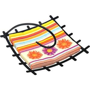 Amazing Abby Steel Luncheon Napkin Holder (8"x8") (1-Pack), Heavy-Duty Metal Napkin Dispenser with Weighted Arm and Non-Slip Pads, Great for Kitchen Counter, Dining Table, Outdoors, Picnics, and More