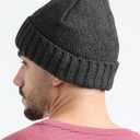 Heat Logic Men Double Layer Knit Beanie, Thick Thermal Skull Cap, Knitted Cuffed Soft Warm Hat, Winter Warm Cap for Adults (Black)