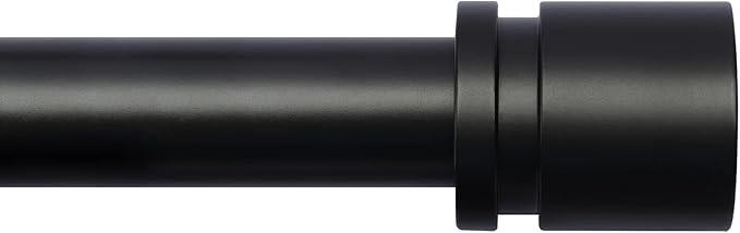 Curtain Rods for Windows  Adjustable Length 4 Ft 1 Inch Diameter Window Curtain Rod with Aluminium Finials, Black