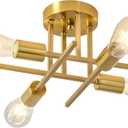 EGM Gold Semi Flush Mount Ceiling Light, 4-Light Modern Kitchen Light Fixture with E26 Base, Ceiling Lamp for Bedroom, Sputnik Chandelier for Dining Room Living Room Foyer Office (1 Pack)