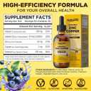 Liposomal Zinc Copper Liquid Drops, 50mg Zinc Picolinate with Copper, Selenium, Vitamin C&D3 for Immune & Thyroid Support, Fast-Absorbing Mineral Supplements for Men & Women, Blueberry, 2 Fl Oz