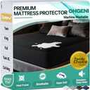 OhGeni 100% Waterproof Mattress Protector, Queen Black Size, Fitted Sheet with Deep Pockets, 6''-18'', Premium Noiseless Breathable Soft Material, Mattresses Cover for Bed