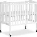 Dream On Me 2-In-1 Lightweight Folding Portable Stationary Side Crib In White, Greenguard Gold Certified, Baby Crib To Playpen, Folds Flat For Storage, Locking Wheels, 40"L x 26"W x 38"H