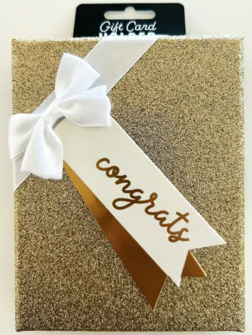 Surface Packaging Gold Glitter Enjoy Rectangle Gift Card Holder Box, 3 Pack