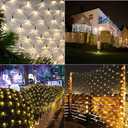 iBaycon 4ft 6ft Solar Net Mesh Lights, Solar Powered Christmas Net Light Outdoor Waterproof, 8 Modes Bush Netting Lights for Xmas Trees, Party, Garden, Outdoor Decorations (Warm White, 1 Pack)