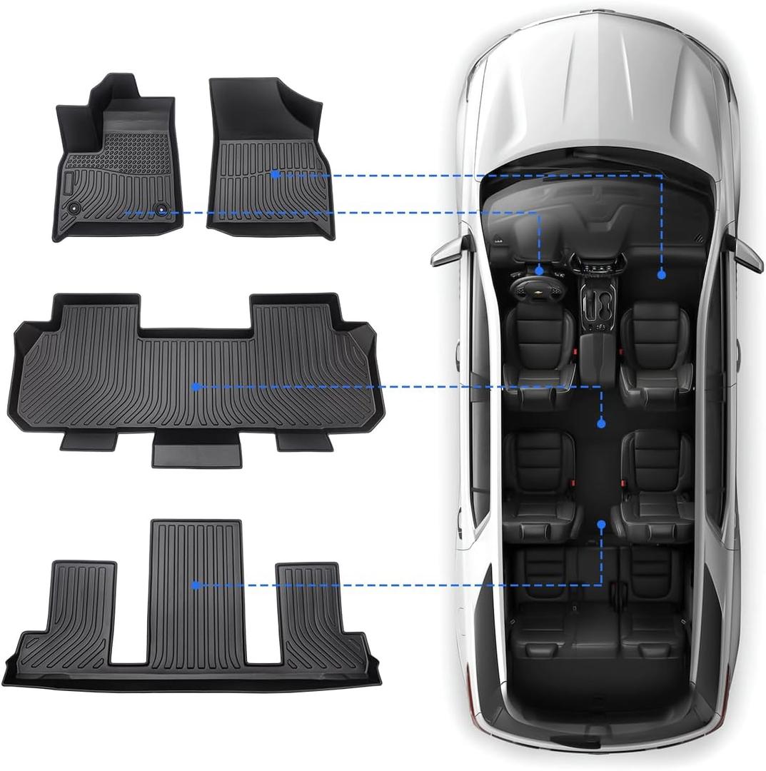 Sunsdrew Floor Mats for 2018-2023 Chevy Traverse Accessories (7 Seats Only)