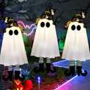 3 Pack Halloween Hanging Ghosts with Lights, 2025 New Glowing Witch Hat Ghost Decorations Outdoor Indoor, 3 Lighting Modes, Battery Powered (Includes Batteries) for Yard, Patio, Porch, Tree, Party